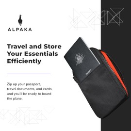 ALPAKA Black Zip Travel Wallet - Store Your Travel Accessories Efficiently - 3 Internal Pockets For Your Passport and More - 2 Card Slots - Made From Recycled and RFID-Protective Material