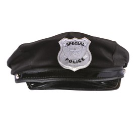 Clear Stone Cosplay Black Police Hat, Unisex, Black