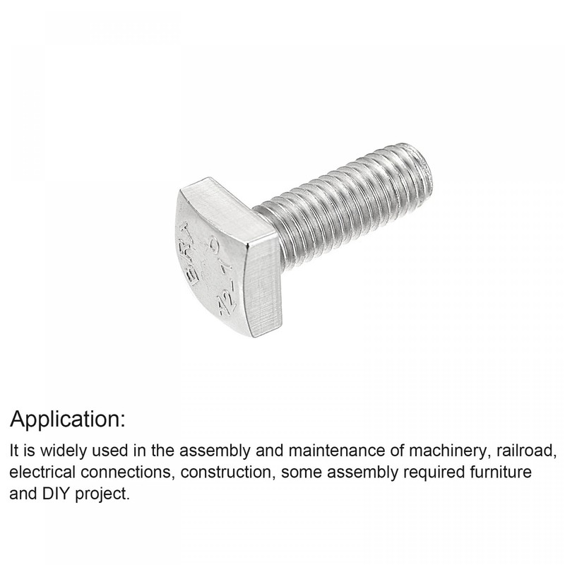 sourcing map Square Head Bolt, 5pcs M8x20mm Fully Thread 304