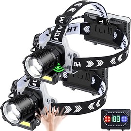 Senduzll LED Headlamp Rechargeable 1000 Lumens Super Bright with 10 Modes & Motion Sensor, 2 Pack Head Lamp with Zoomable, IPX7 Waterproof, 135°Adjustable for Outdoor Hiking Camping