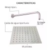 IML Regadera Cuadrada 20 Cm Acero Inox Y Tubo 40cm