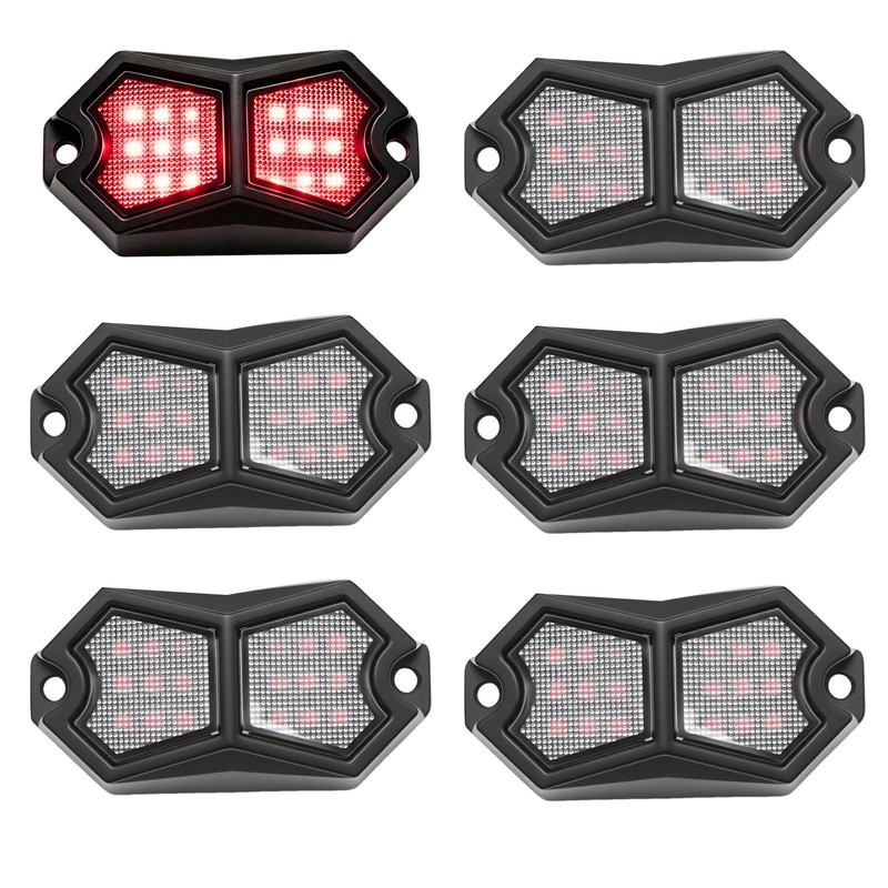 MDEOOSKY 6 Pods Red Rock Lights 18 LEDs Chips Waterproof