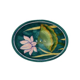 Hand painted ceramic soap dish india with drainage holes, 13 x 9.5 x 2 cm