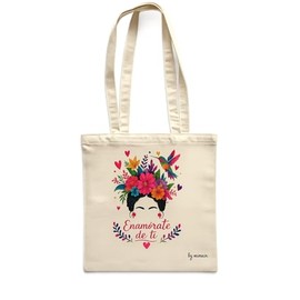 Mimain Borsa tote bag da donna Frida, stile artistico floreale, 345 g/m², spessa e resistente, manico lungo, tasca interna, riutilizzabile, grande regalo da donna