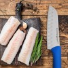 Messermeister Petite Messer 5” Kullenschliff Santoku Knife, Blue - German