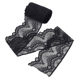 HOBBIESAY Lace Trim 10.9 Yards 4 Inch Wide Black Elastic Trim Elastic Stretchy Lace Fabric Vintage Lace Ribbon for DIY Sewing Crafts Costume Hat Band Wedding Decoration