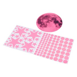Bnineteenteam Glow in The Dark Wall Stickers Luminous Moon Star Dot Wall Stickers Wall Decals Decor for Bedroom Living Room (Pink)