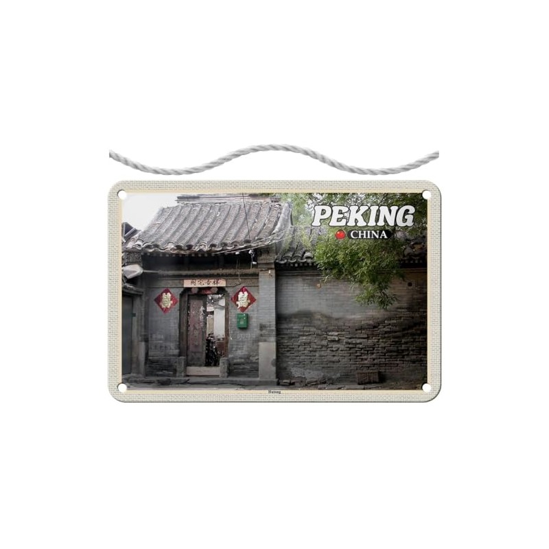 Blechschild mit Kordel 18 x 12 cm Peking China Hutong