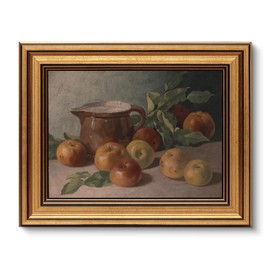 ARPEOTCY Vintage Golden Frame Wall Pictures Living Room Wall Decoration with Fruit Motifs, Canvas Pictures Wall Pictures for Living Room & Bedroom, Apple Festival, 25 L x 20 W cm