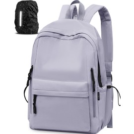 FIORETTO Backpack Womens School Bag Girls Boys, Lightweight Water-Resistant Fits 15.6” Laptop Large Capacity Rucksack with Rain Cover, Ideal for School College Commuting Travel Grey