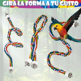 Perchas para Pájaros, Perches de Cuerda para Aves, Cuerdas de Colores Soporte de Percha de Lors Elástica Flexible para Desarrollar la Coordinación y el Equilibrio de Las Aves Cacatúas, Cotorra