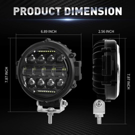 Round LED Work Light, AAIWA 60W Flood Spot Combo Beam LED Light Bar with Daytime Running Light, 2PCS Off Road Driving Lights for Truck Pickup SUV ATV UTV