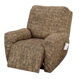 FUANGUI Recliner Chair Cover 4-Pieces Lazyboy Cover for Recliner Chair with Storage Pockets Furniture Protector for Living Room, Jacquard Sofa Slipcover for Kids, Pets, Dog and Cat, 03