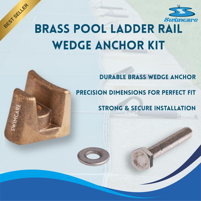 Swimcare Brass Pool Ladder Rail Wedge Anchor Kit (2 Pack)