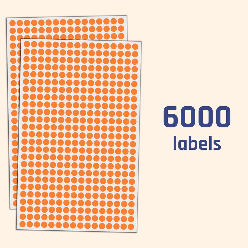 6000 Pack - 1/4" Small Dot Stickers Round Circle Labels