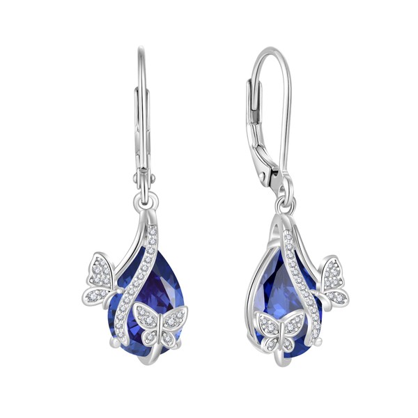 Butterfly Earrings for Women December Birthstone Tanzanite Dangle Drop Earring