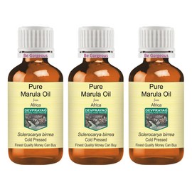 Devprayag Pure Marula Oil (Sclerocarya birrea) Natural Therapeutic Grade Cold Pressed (Pack of Three) 100ml x 3 (10 oz)