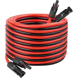 10 AWG Solar Extension Cable 50FT, Flexible Solar Panel Wire with Male to Female Connector Parallel Tinned Copper Wire for Solar Panel, Automotive, RV, Boat, Outdoors