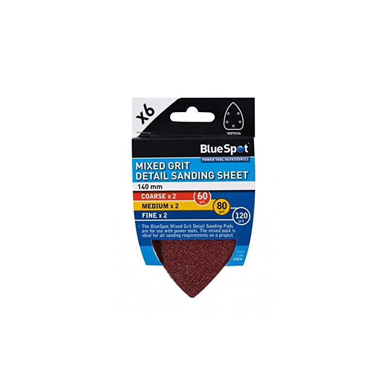 Blue Spot Tools 19876 6 Pack 140mm Mixed Grit Detail