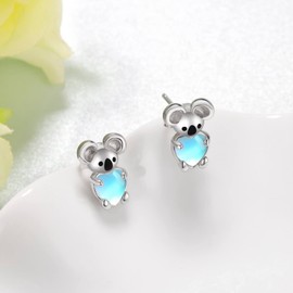 Koala Earrings for Women 925 Sterling Silver Koala Stud Earrings Cute Moonstone Koala Jewelry for Women Koala Gifts