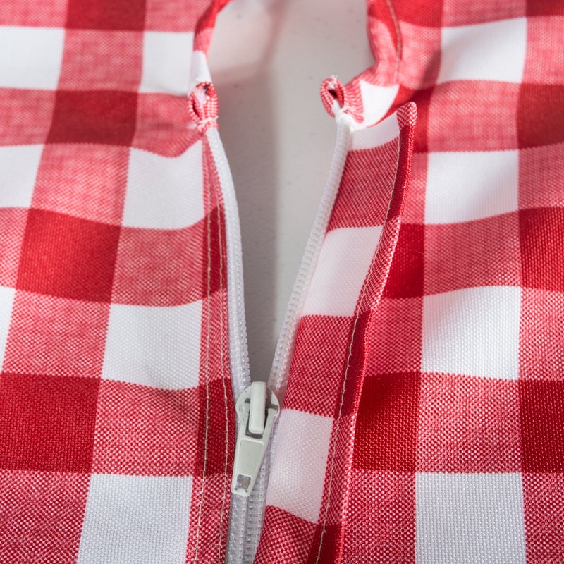 DII 100% poliéster., 60" Round-Zippered, Rojo Check, 1 uds. por