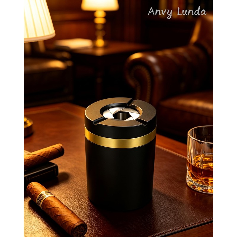 Twist to Open & Close Aluminum Ashtray, Sealed Windproof Smokeless