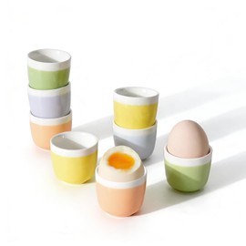 Zaposcca 8-Pack Ceramic Egg Cups, Macaron Color Egg Holders for Soft/Hard Boiled Eggs, Dishwasher Safe, Ideal for Family Breakfast, Easter Parties & Holiday Gatherings