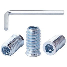 QANCEN 20 Pcs M4x15mm Threaded Insert for Wood,Hex Socket Drive Threaded Inserts,Zinc Plated Carbon Steel Furniture Flanged Hex Threaded Insert Nuts with Allen Key