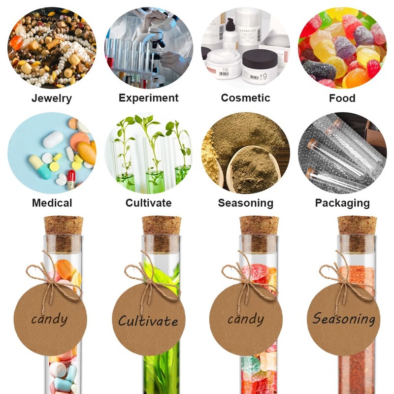 OFFCUP Plastic Test Tubes, 20pcs Test Tubes with Cork Stoppers,