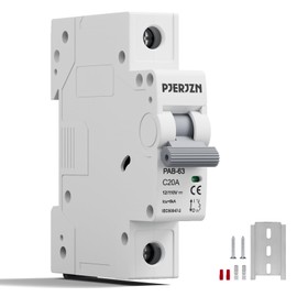 Pjerjzn 12-110V DC Circuit Breaker Solar 20Amps 1P Miniature Circuit Breaker Solar DIN Rail Mount Thermal Magnetic Trip Solar PV Isolator Solar Panel for Photovoltaic Systems