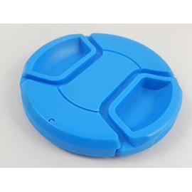 vhbw Universal Lens Cap 58mm for Camera DSLR - Plastic Blue with Inner Grip