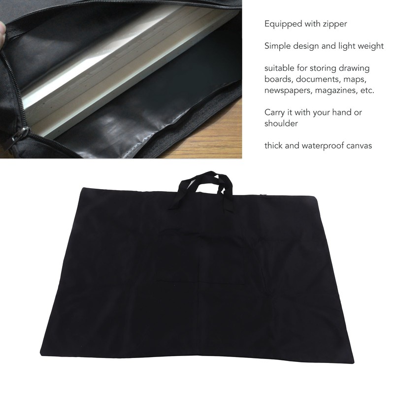 Portfolio Bag Black 38x26in Large Capacity Thick Canvas Light Weight