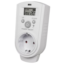 MC Power - Socket Thermostat Climate Control | TCU-530 | 5-30 °C, Max. 3,680 W, 230 V/16 A, with Display for Controlling Fans, Air Conditioners, Heaters
