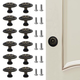 Fiacvrs 12pcs Antique Bronzy Cabinet Knobs, Drawer Knobs Vintage, Accessories Home Wardrobe Door Easy Grip Cabinet Handle, Pull Handle for Cupboard Wardrobe Furniture Hardware
