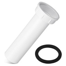PP15-6W Sink Strainer Tailpiece 1-1/2" Dia X 6" L Threaded Sink Tail Piece Replacement For Plumb Pak Plastic Sink Drain Tail Piece PVC Kitchen Drain Pipe（One-Piece Design）