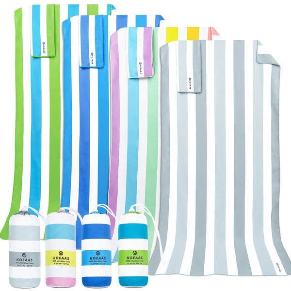 Microfiber Beach Towel,Quick Dry Camping Towel(60"x30"+24"x12") 2 Pack Sand Proof