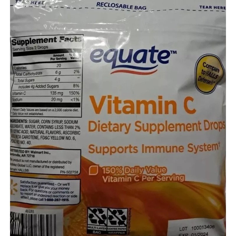 Equate Citrus Vitamin C Dietary Supplement Drops Supports Immune System