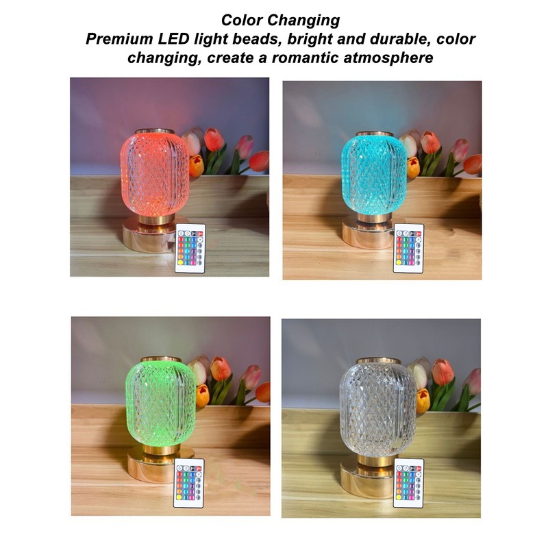 RGB Color Changing Crystal Table Lamp Acrylic Multifunction LED Crystal