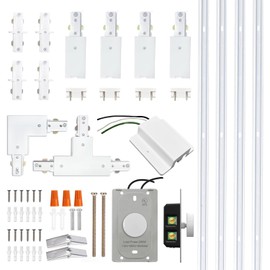 Bravsekai H Track Lighting Rails & Accessories Kit with Dimmer Switch, 120V 13FT White Track Rails with Floating Canopy, L, I and T Connectors for H Type LED Track Lighting Fixtures