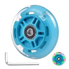 1 paquete de rueda de patinete de 80 mm con luz LED trasera de colores intermitentes, rueda de repuesto para patinete de 3 ruedas para niños (Azul)