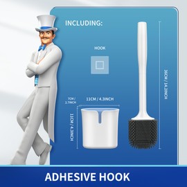 MR.SIGA Toilet Brush and Holder, Wall Mounted Toilet Brush for Bathroom Cleaning, Compact Toilet Brush with Holder Set, White, 1 Pack