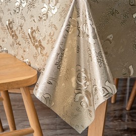 FAVE Golden Tablecloths Vinyl Table Cloth for Kitchen Dining Table Wipeable PVC Tablecloth Cover for Rectangle Table (Gold 55”x78”)