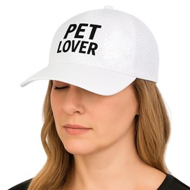 LovinPet Trucker Hat for Pet Lover – Lightweight Breathable Outdoor Baseball Cap for Men & Women, Adjustable Summer UV Protection Cap for Fishing, Hiking, Travel, Sports, White