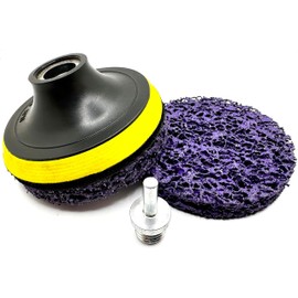 SuperGrindz 4 Piece Kit 4-1/2” SXCS Hook & Loop Purple Coating Removal Discs with 4-1/2” x 5/8”-11 Holder, Drill Adapter, Silicon Carbide Extra Coarse Clean & Strip, Strips Paint Coatings Clean Welds