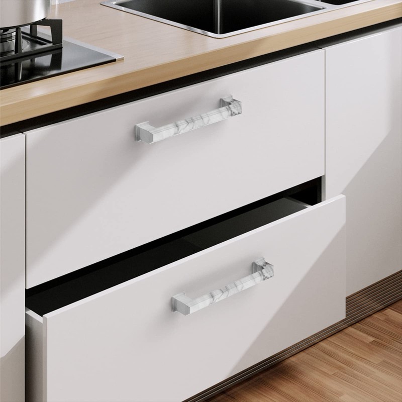 9BUILD 10 Pack 11.3 inch Cabinet Handles White Marble Cabinet