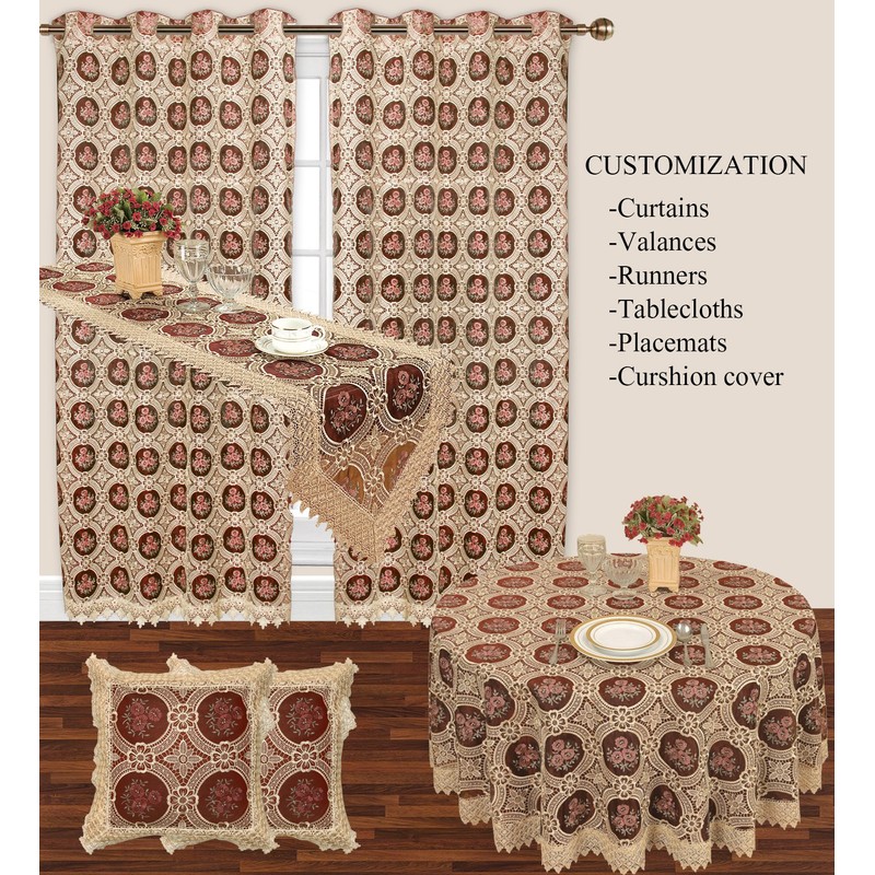 Simhomsen Burgundy Lace Table Runner 16 × 108 Inch Long