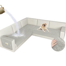 Arfntevss Waterproof Corner Sectional Couch Covers for Dogs Pet L Shape Sofa Cover Washable Velvet Large Couch Cushion Protector for Sectional Sofa Non Slip U Shaped Slipcovers (Light Gray, Large)