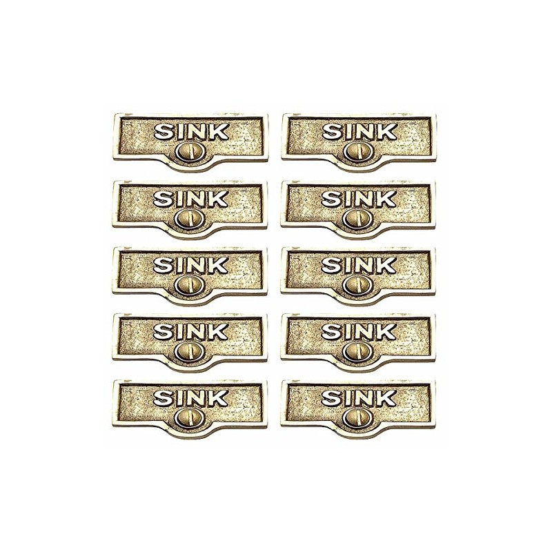 Switch Plate Tag "SINK" Name Sign Label Lacquered Pack Of