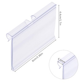 Meetory 50 PCS Clear Plastic Label Holders for Wire Shelf Retail Price Label, Basket Bin Labels Clip On, Labels for Storage Bins, Merchandise Sign Display Holder for Supermarket,Label Papers Included
