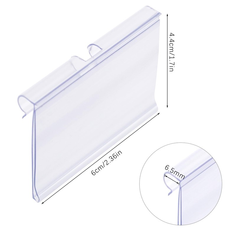 Meetory 50 PCS Clear Plastic Label Holders for Wire Shelf